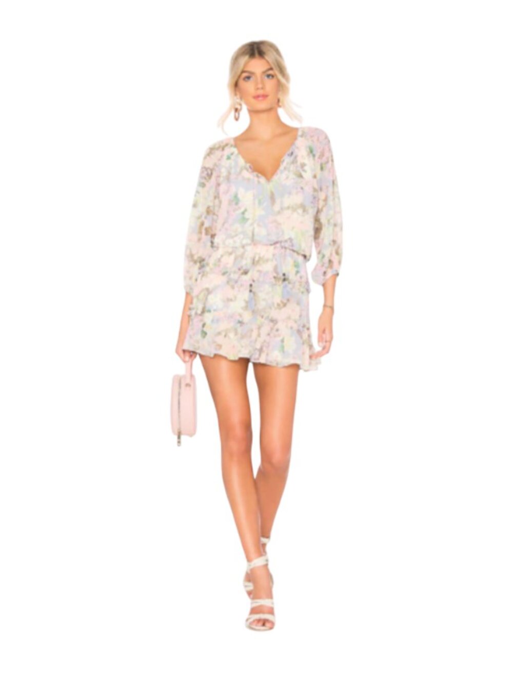 NWT Yumi Kim French Riviera Mini Dress Womens Large Blue Pink Floral Print NEW